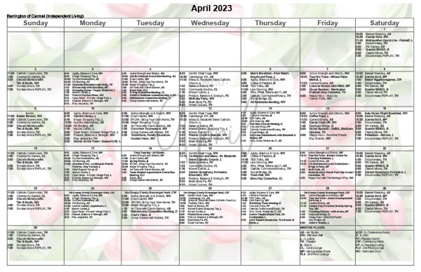 View April's activities calendar