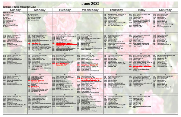 View June's activities calendar