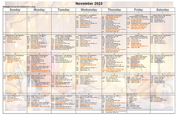 View November's activities calendar